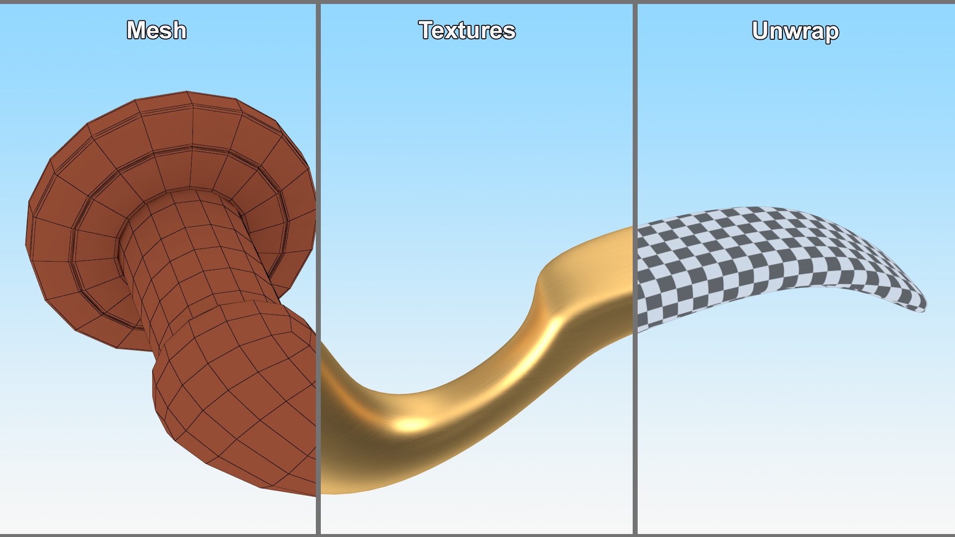 3D Gold Curly Door Handles model
