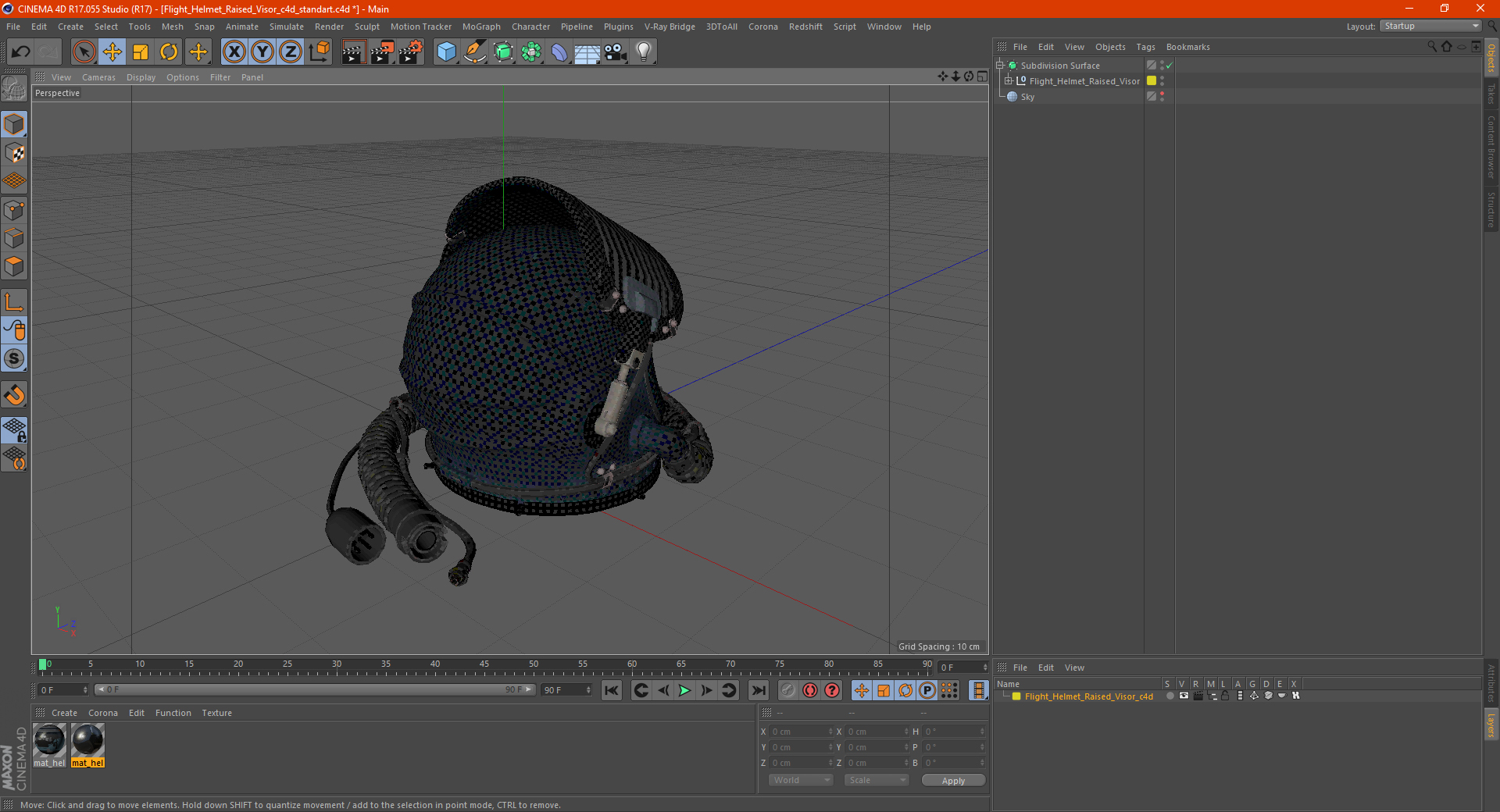 3D Flight Helmet Raised Visor