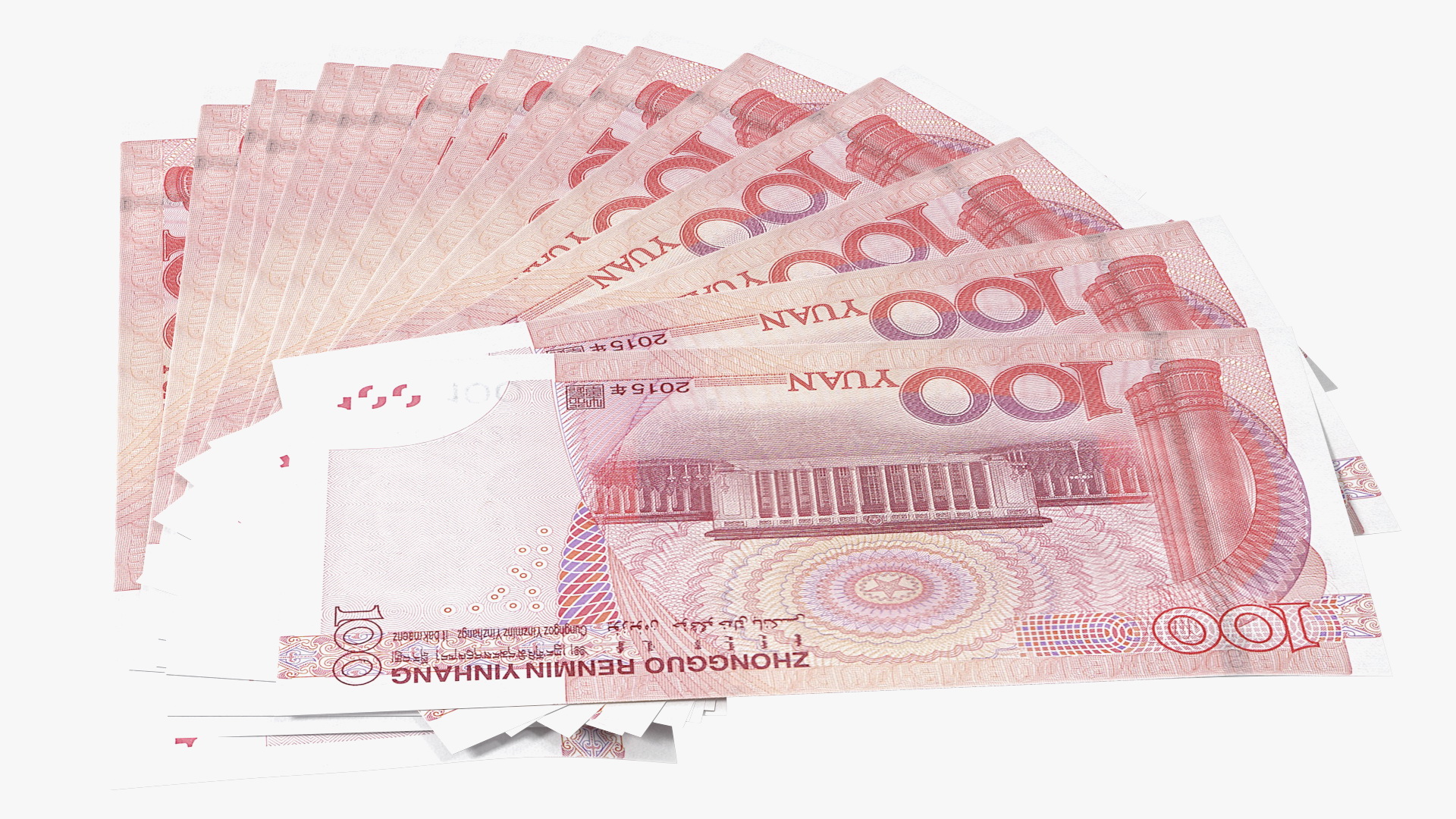 3D model Chinese 100 Yuan 2015 Banknotes Fan