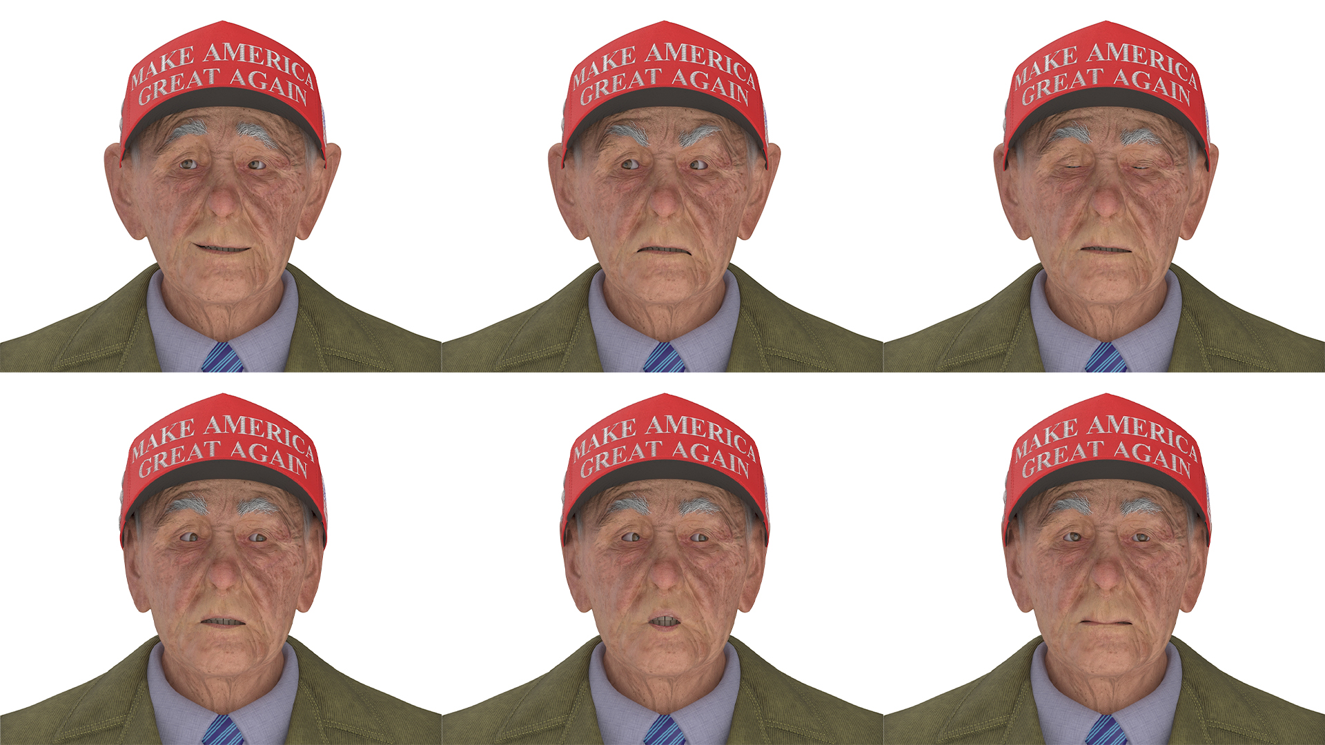 Old Man wearing Donald Trump Hat Rigged 3D model