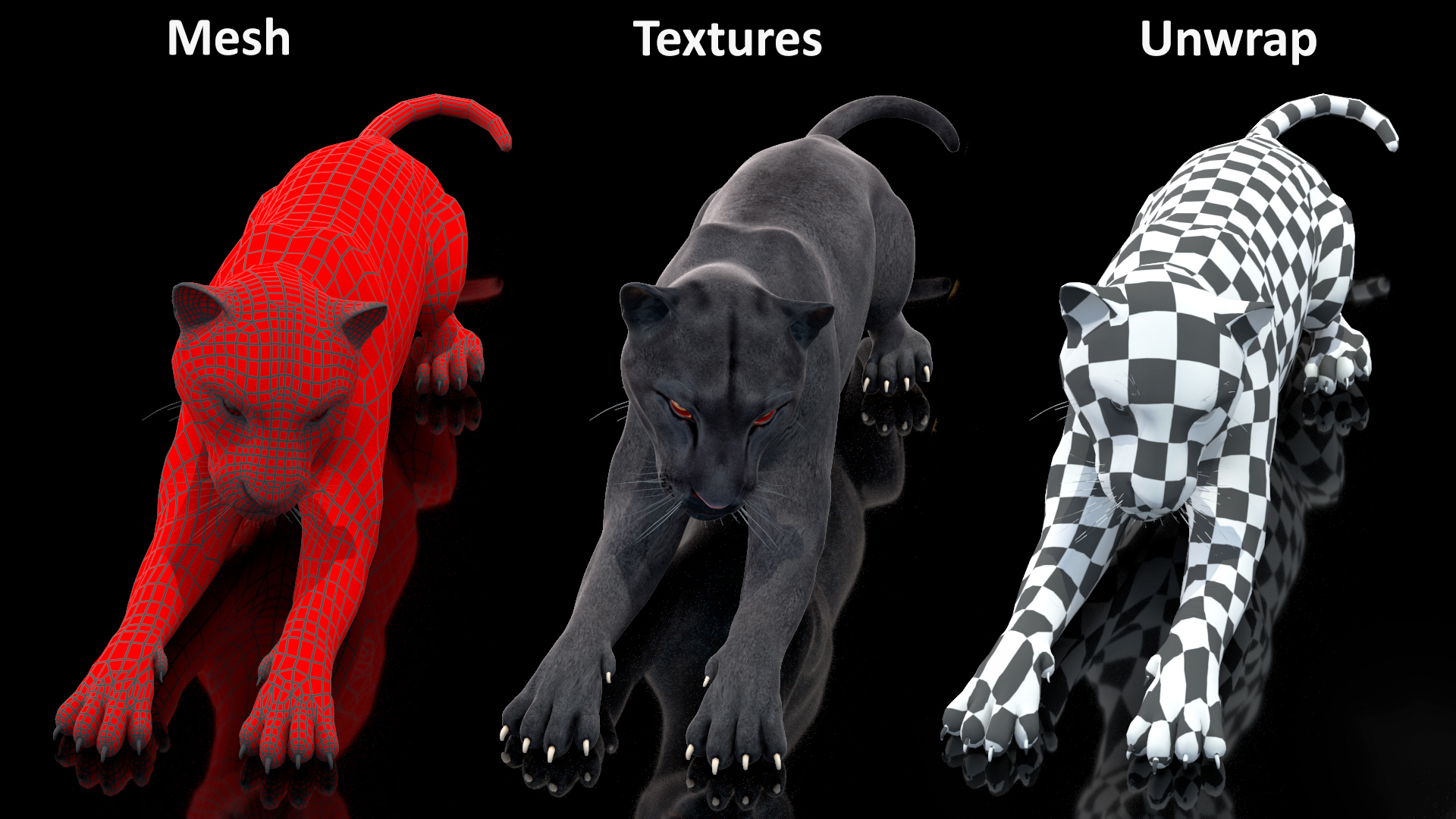 Black Panther Lying Down 3D model