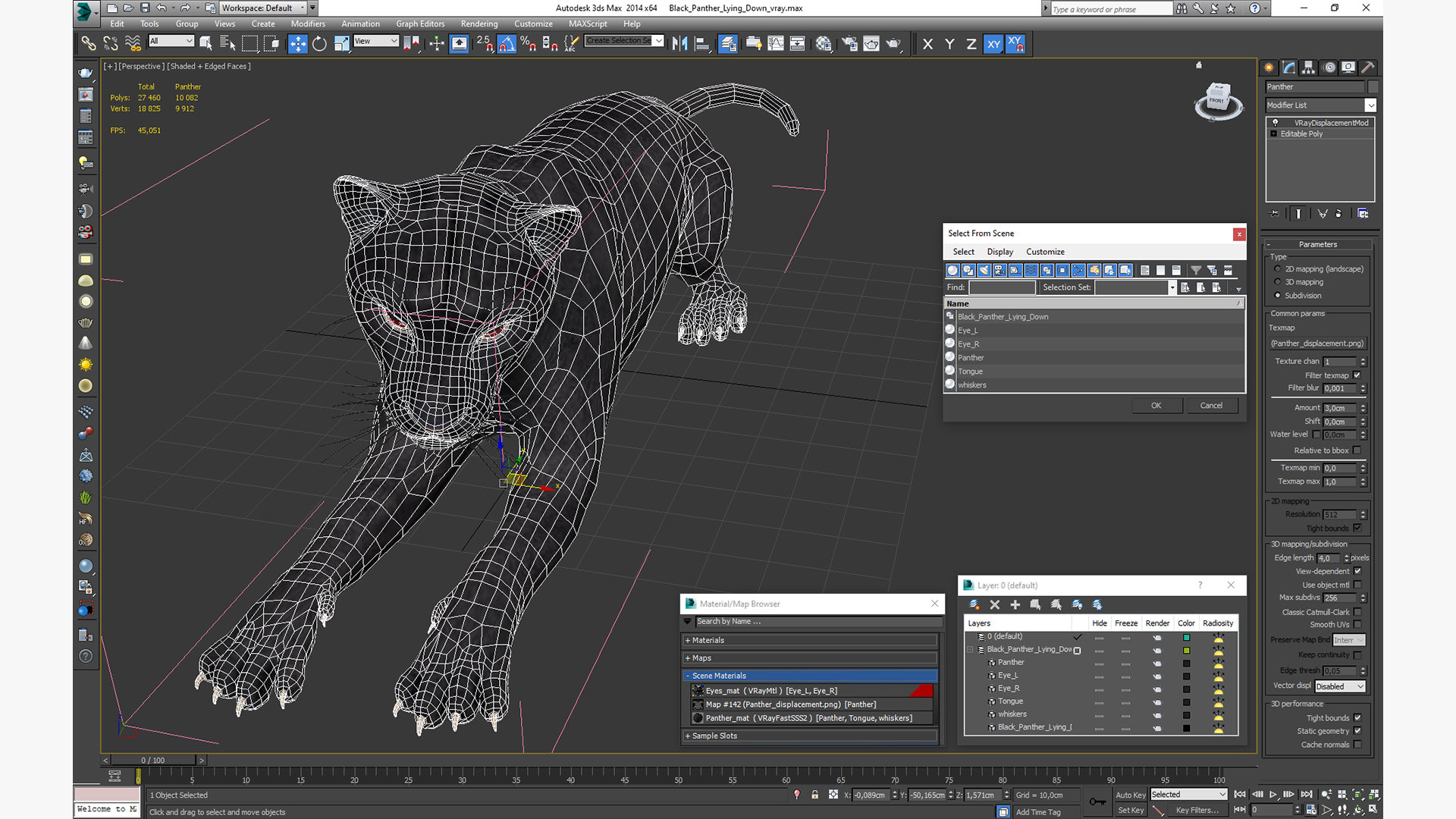 Black Panther Lying Down 3D model