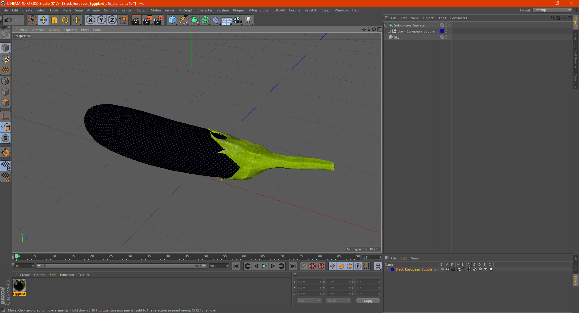 3D Black European Eggplant model