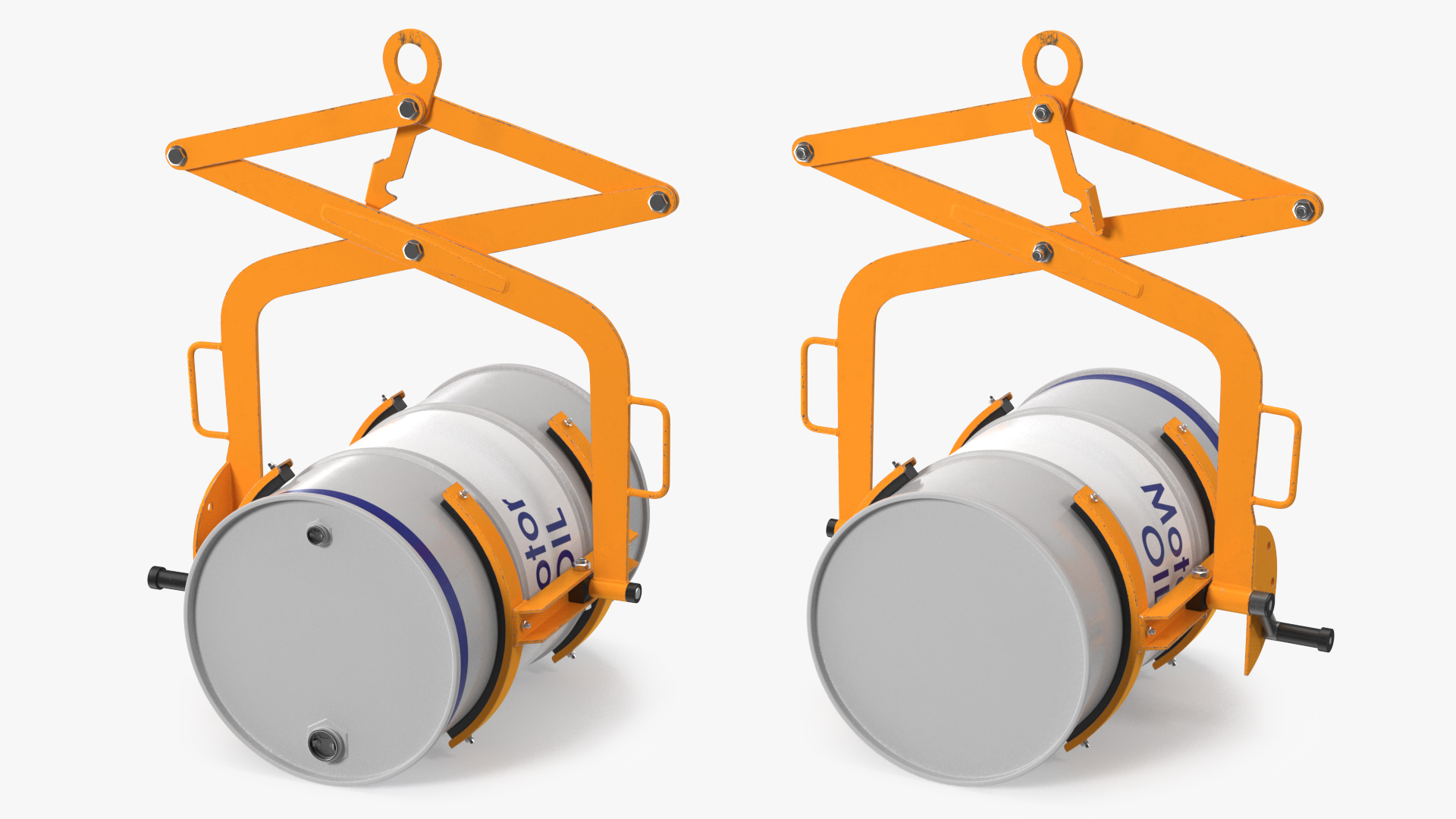 Crane Mounted Drum Lifter and Rotator with Barrel 3D model