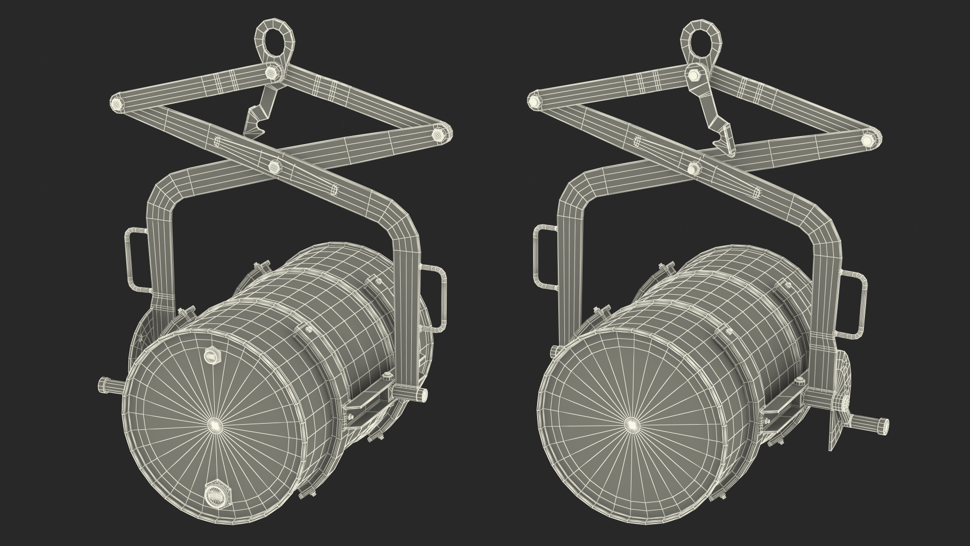 Crane Mounted Drum Lifter and Rotator with Barrel 3D model