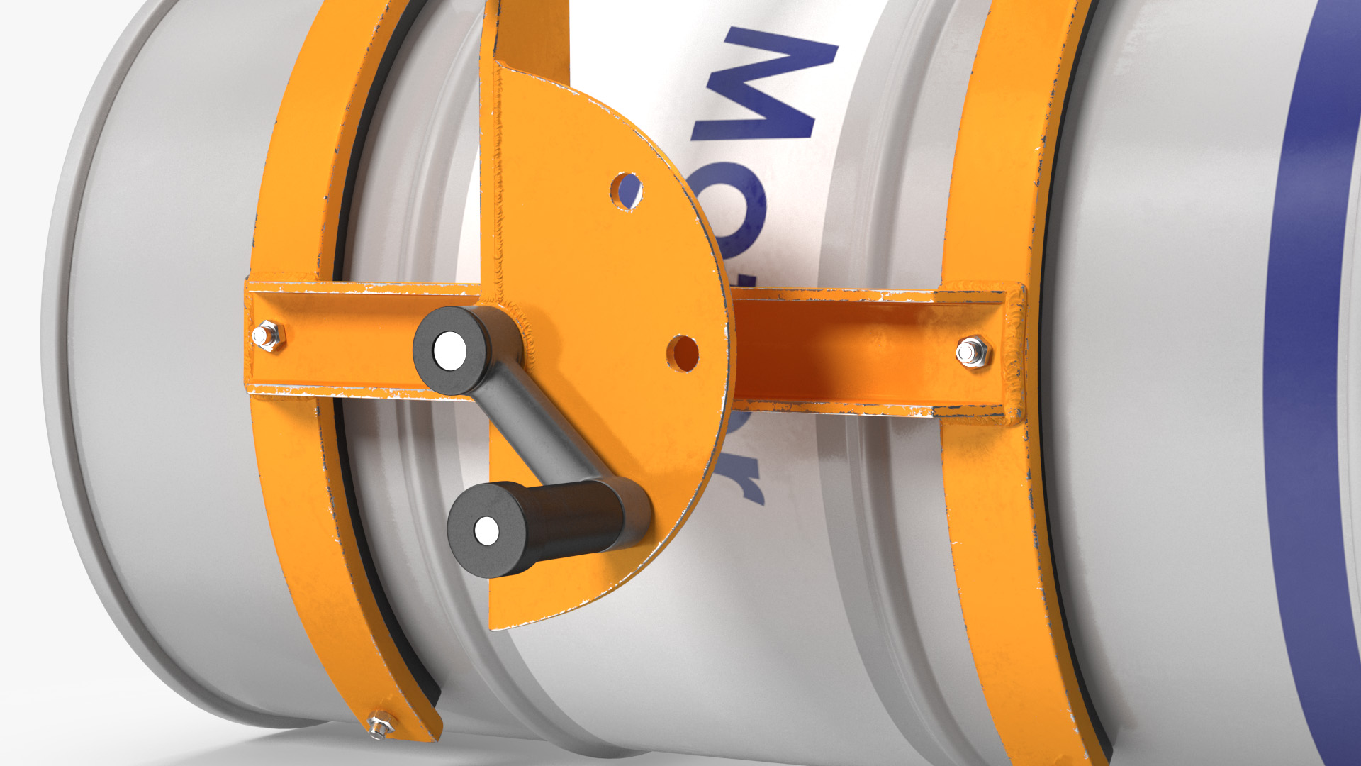 Crane Mounted Drum Lifter and Rotator with Barrel 3D model