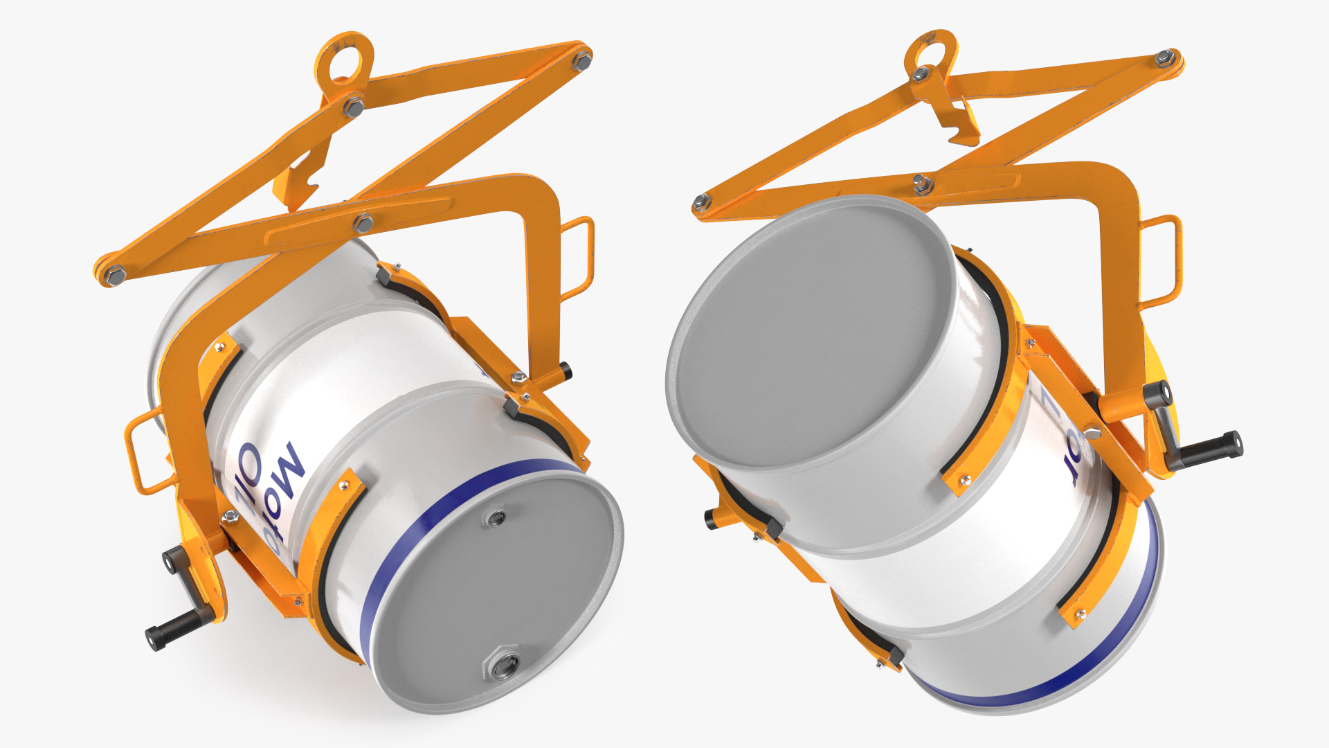 Crane Mounted Drum Lifter and Rotator with Barrel 3D model