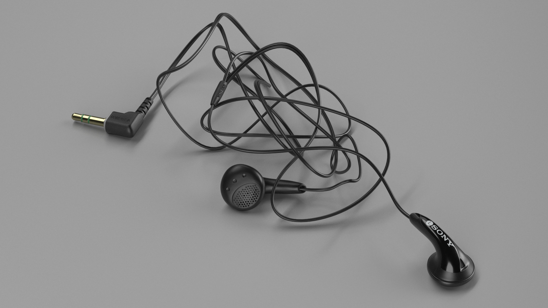 3D Sony Vintage In-Ear Headphones Tangled model