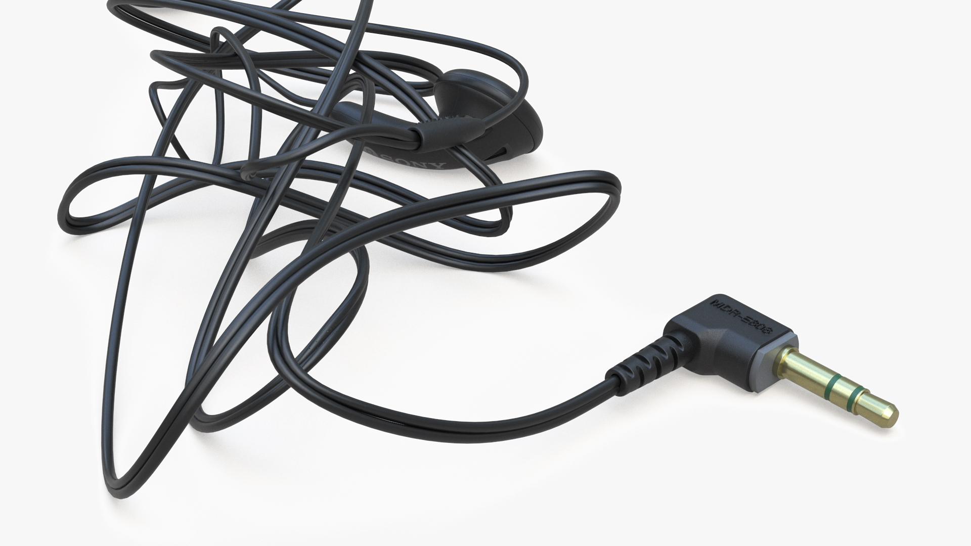 3D Sony Vintage In-Ear Headphones Tangled model