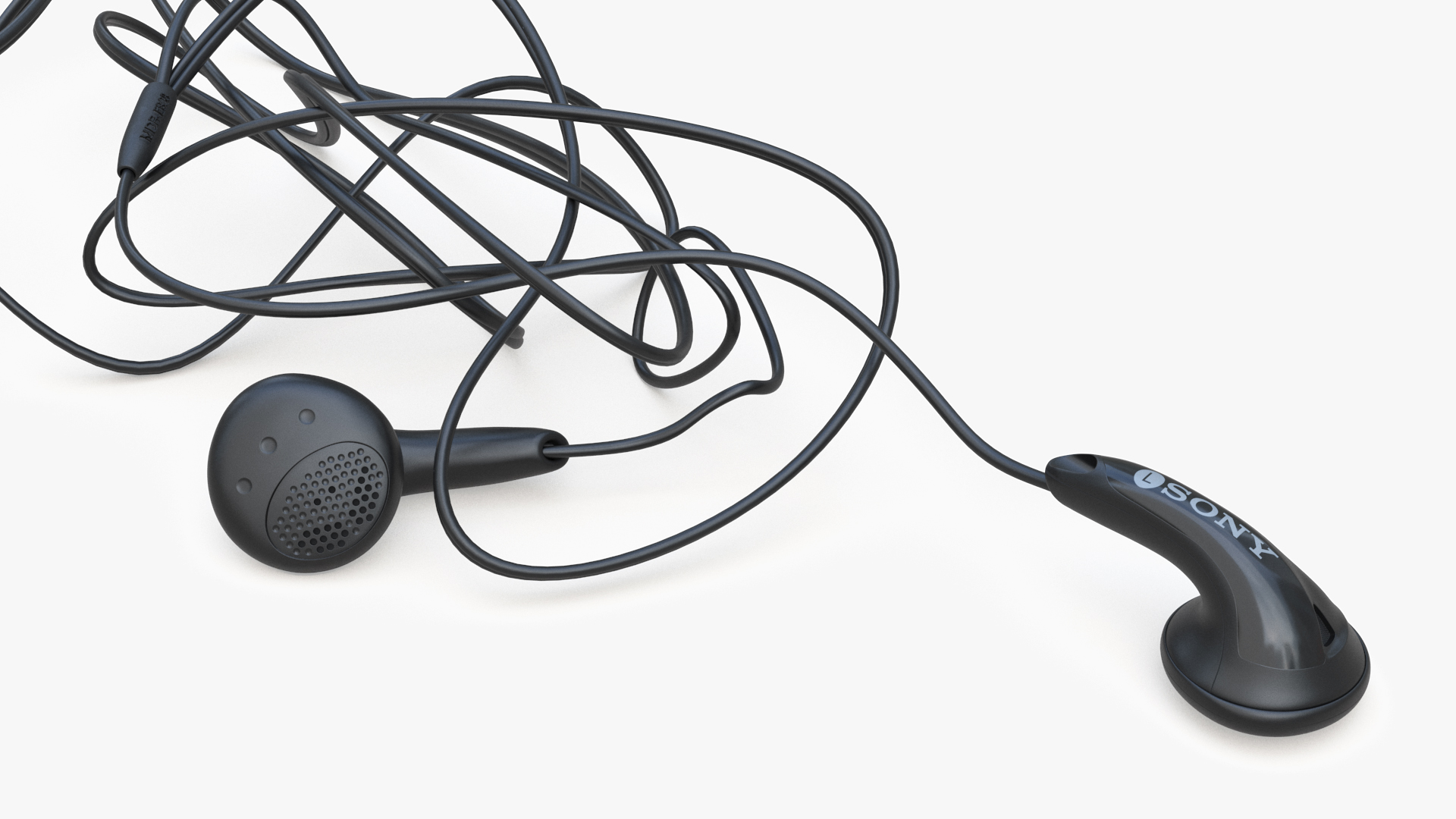 3D Sony Vintage In-Ear Headphones Tangled model