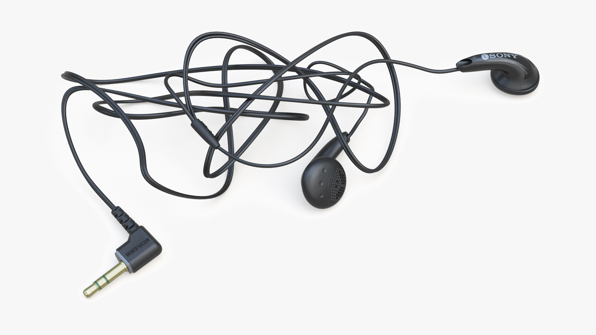 3D Sony Vintage In-Ear Headphones Tangled model