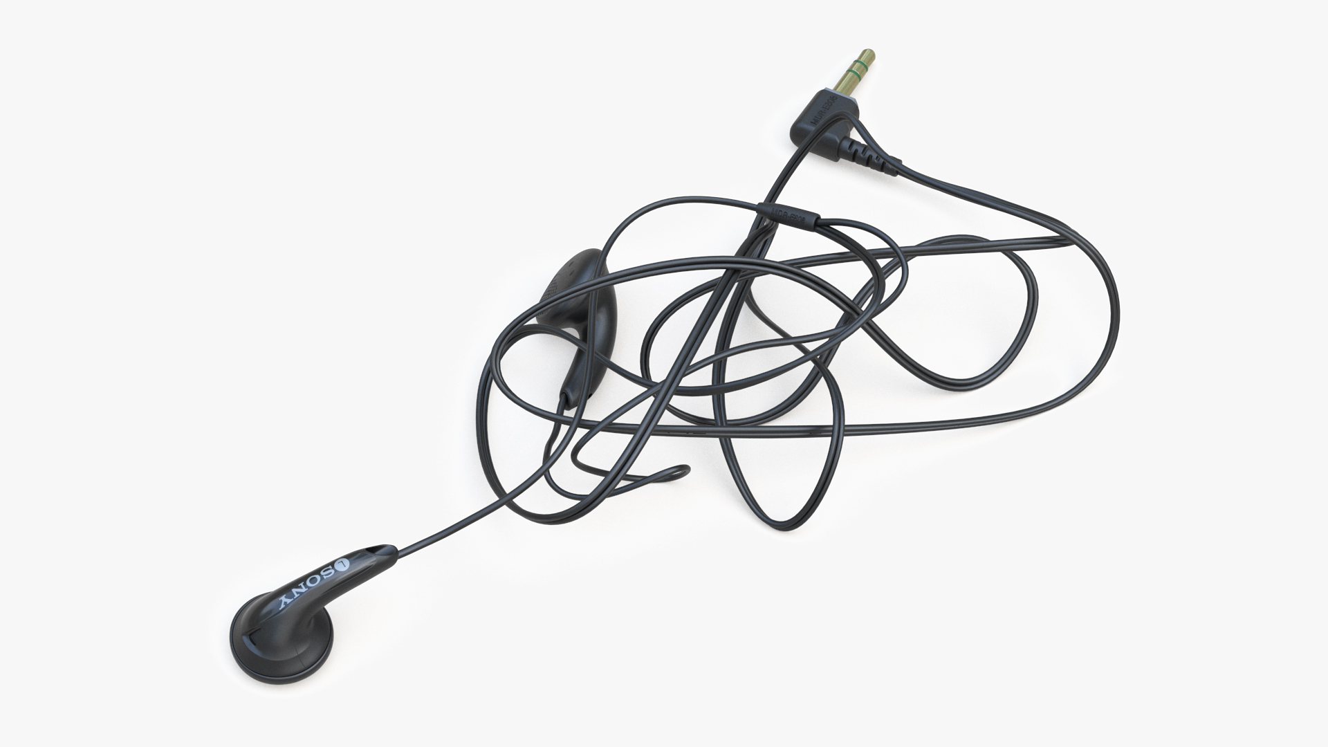 3D Sony Vintage In-Ear Headphones Tangled model