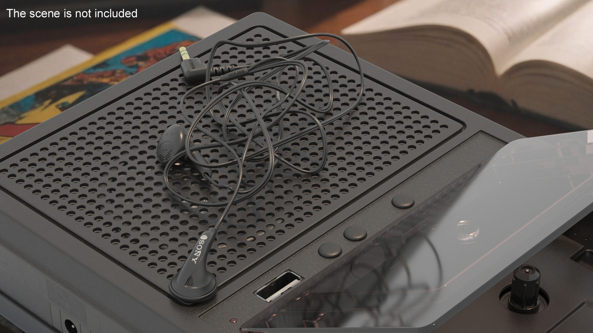 3D Sony Vintage In-Ear Headphones Tangled model