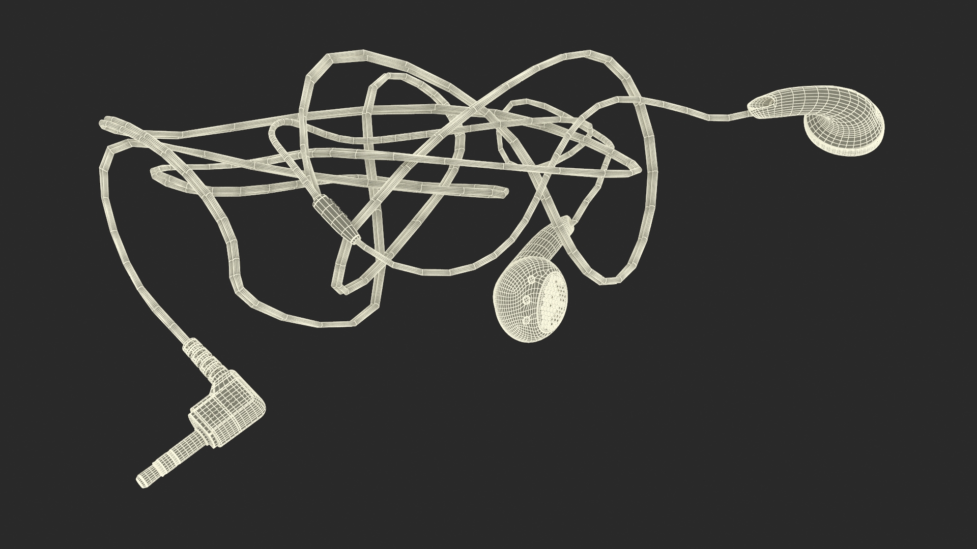 3D Sony Vintage In-Ear Headphones Tangled model