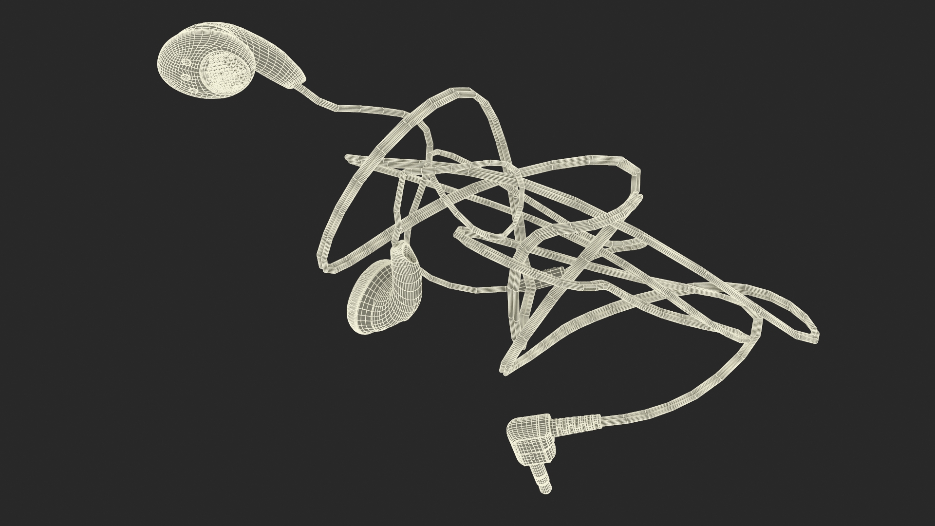 3D Sony Vintage In-Ear Headphones Tangled model