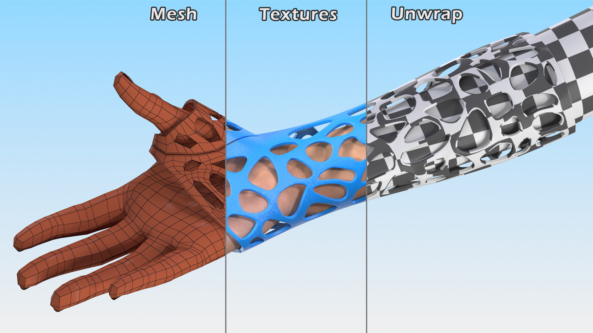 3D-Printed Orthopedic Cast On Hand 3D model