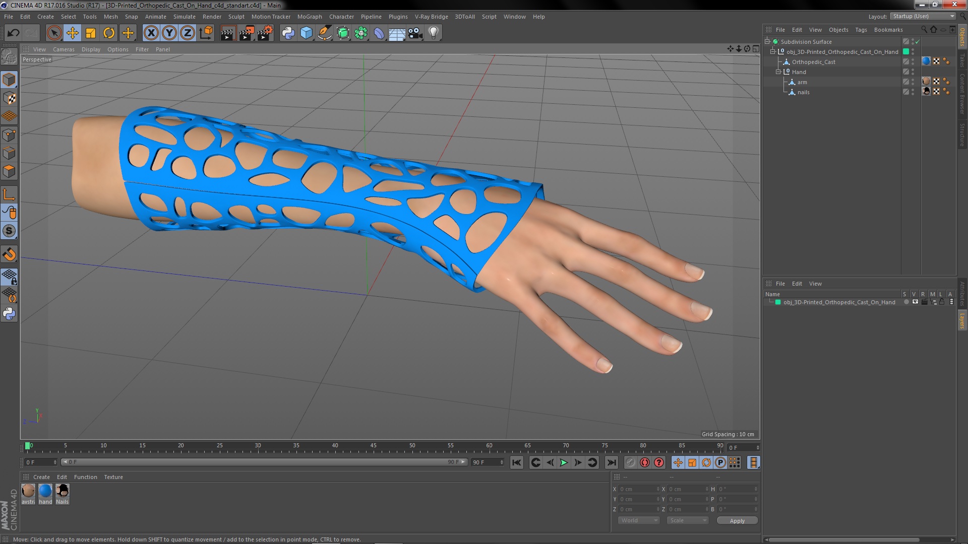 3D-Printed Orthopedic Cast On Hand 3D model
