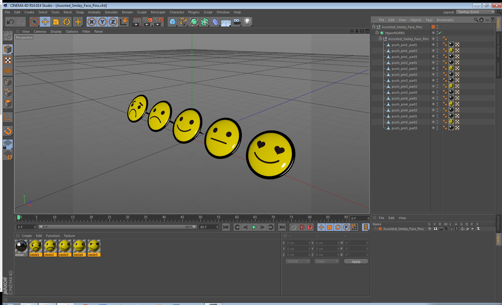 3D model Assorted Smiley Face Pins