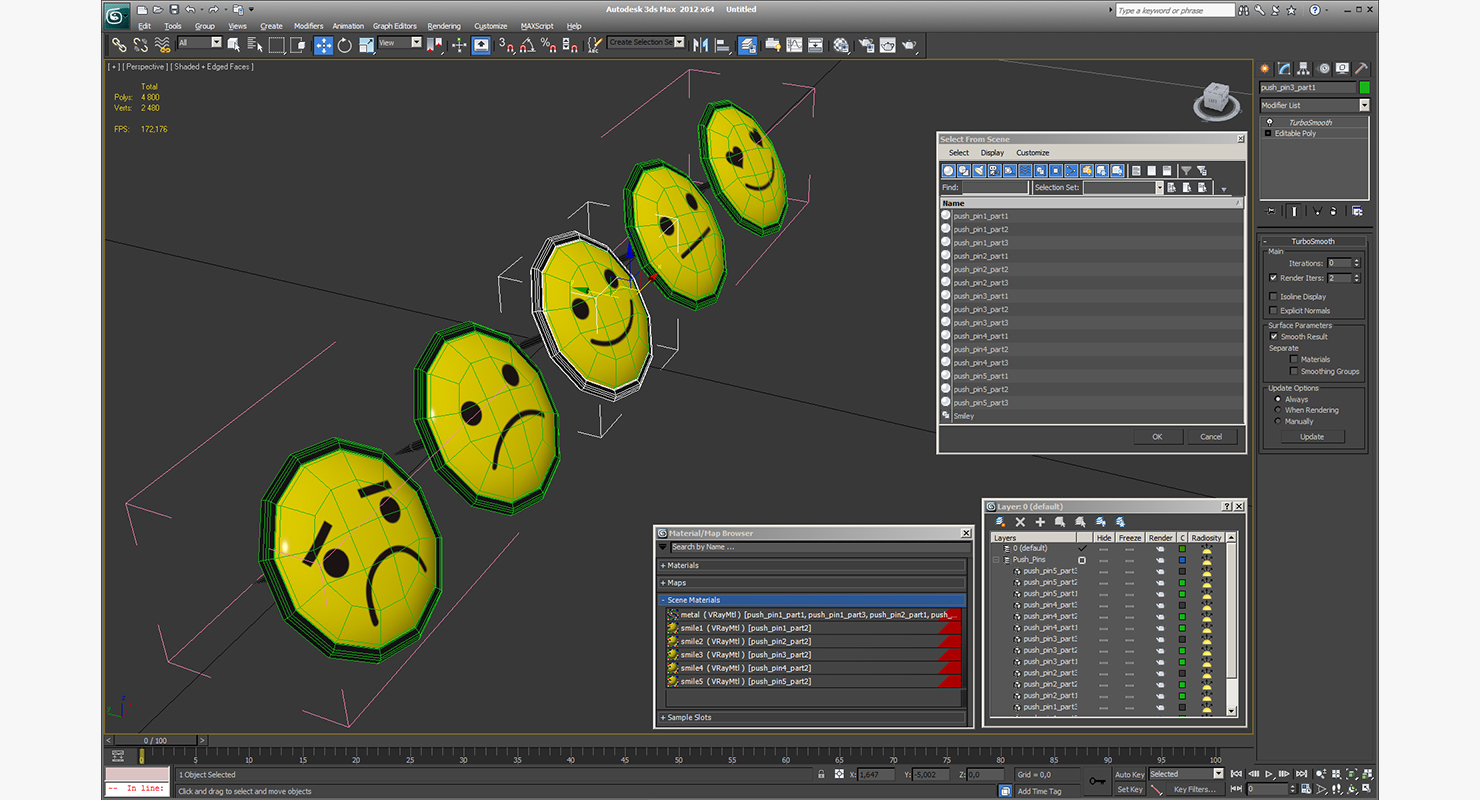 3D model Assorted Smiley Face Pins
