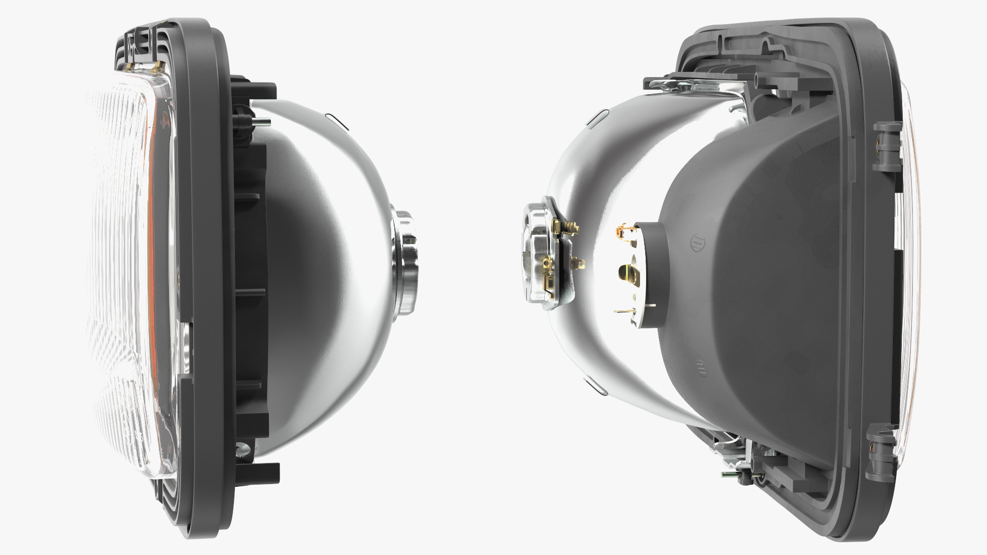 Right Rectangular Halogen H4 Truck Headlight 3D model