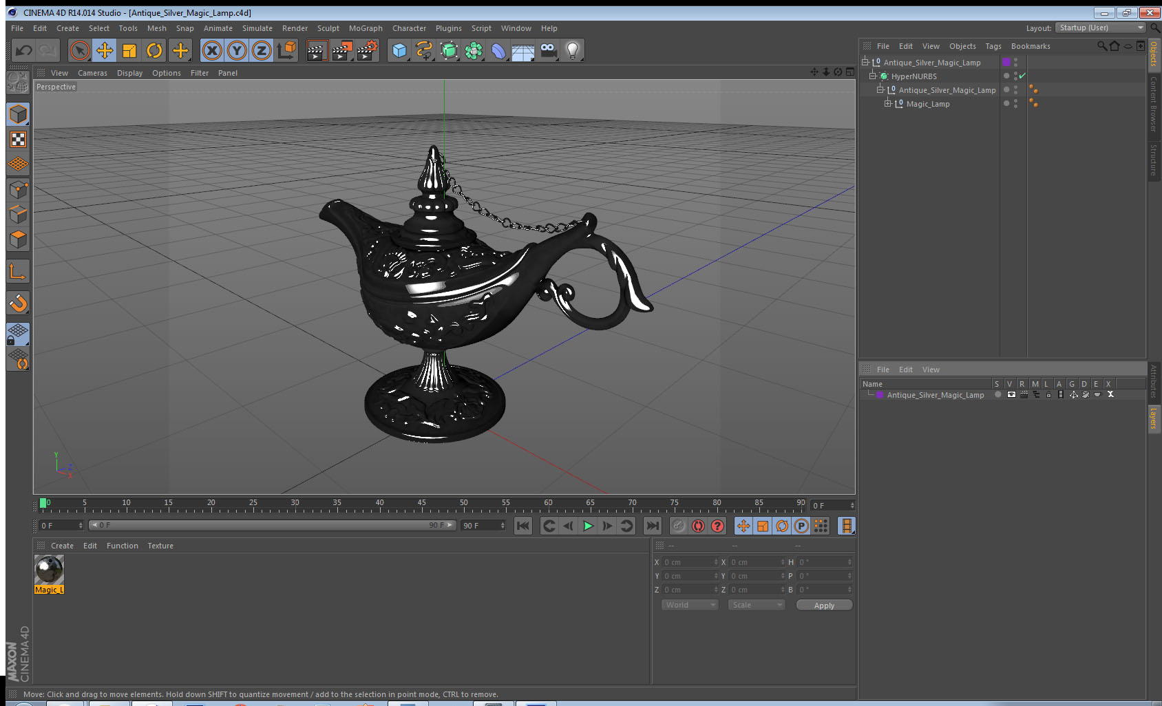 3D model Antique Silver Magic Lamp