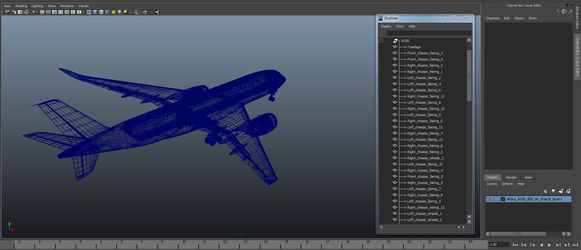 3D Airbus A350 800 Air France