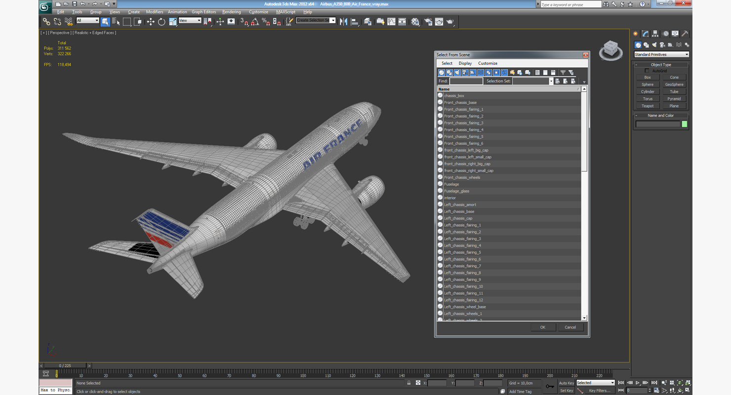 3D Airbus A350 800 Air France