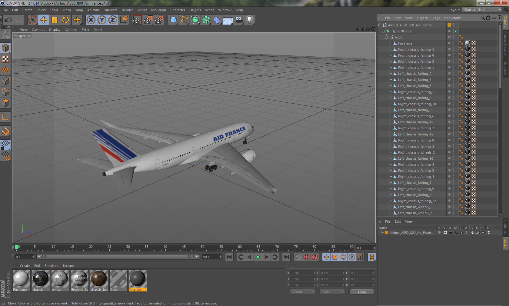 3D Airbus A350 800 Air France