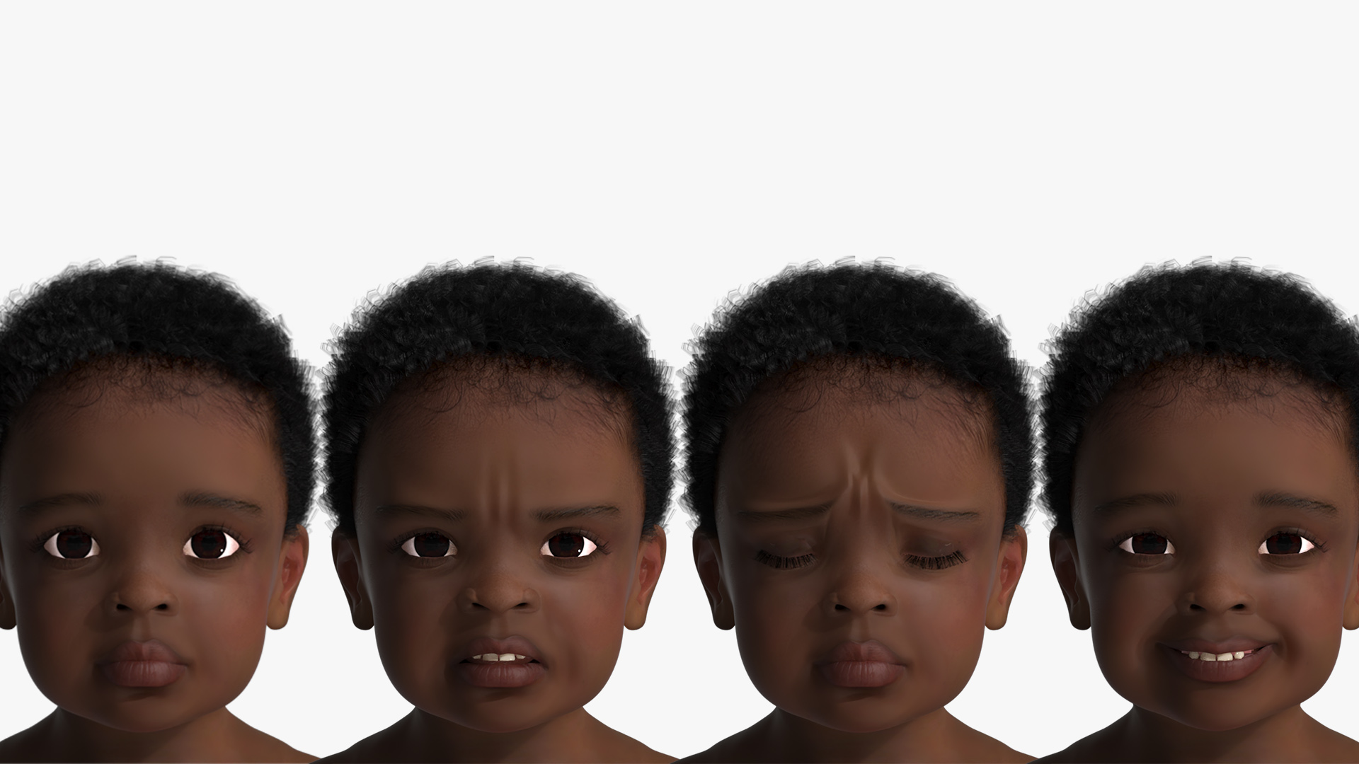 Little Dark Skin Boy Rigged 3D