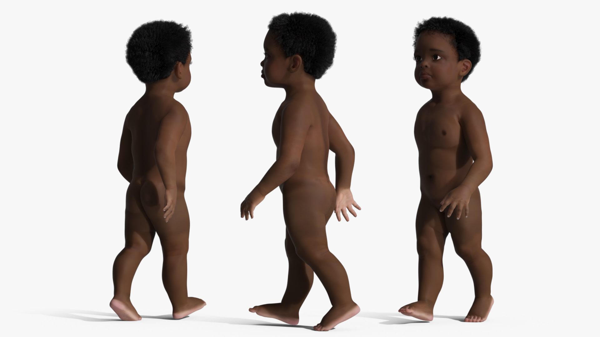 Little Dark Skin Boy Rigged 3D