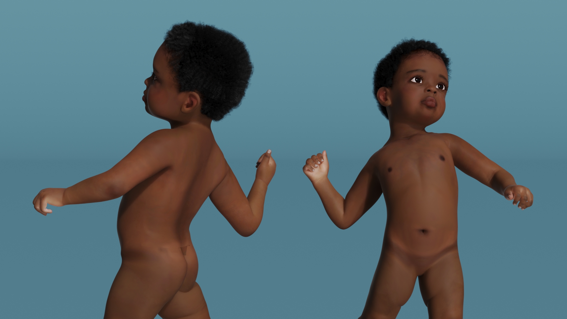 Little Dark Skin Boy Rigged 3D