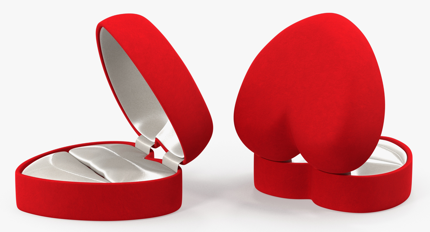 3D Red Velvet Heart Shaped Empty Gift Box model