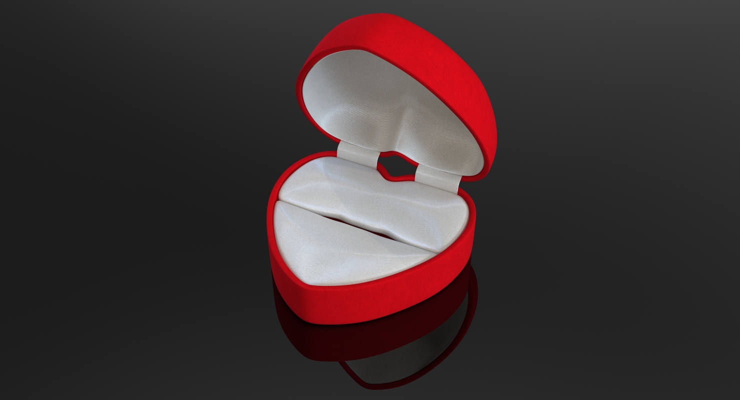 3D Red Velvet Heart Shaped Empty Gift Box model