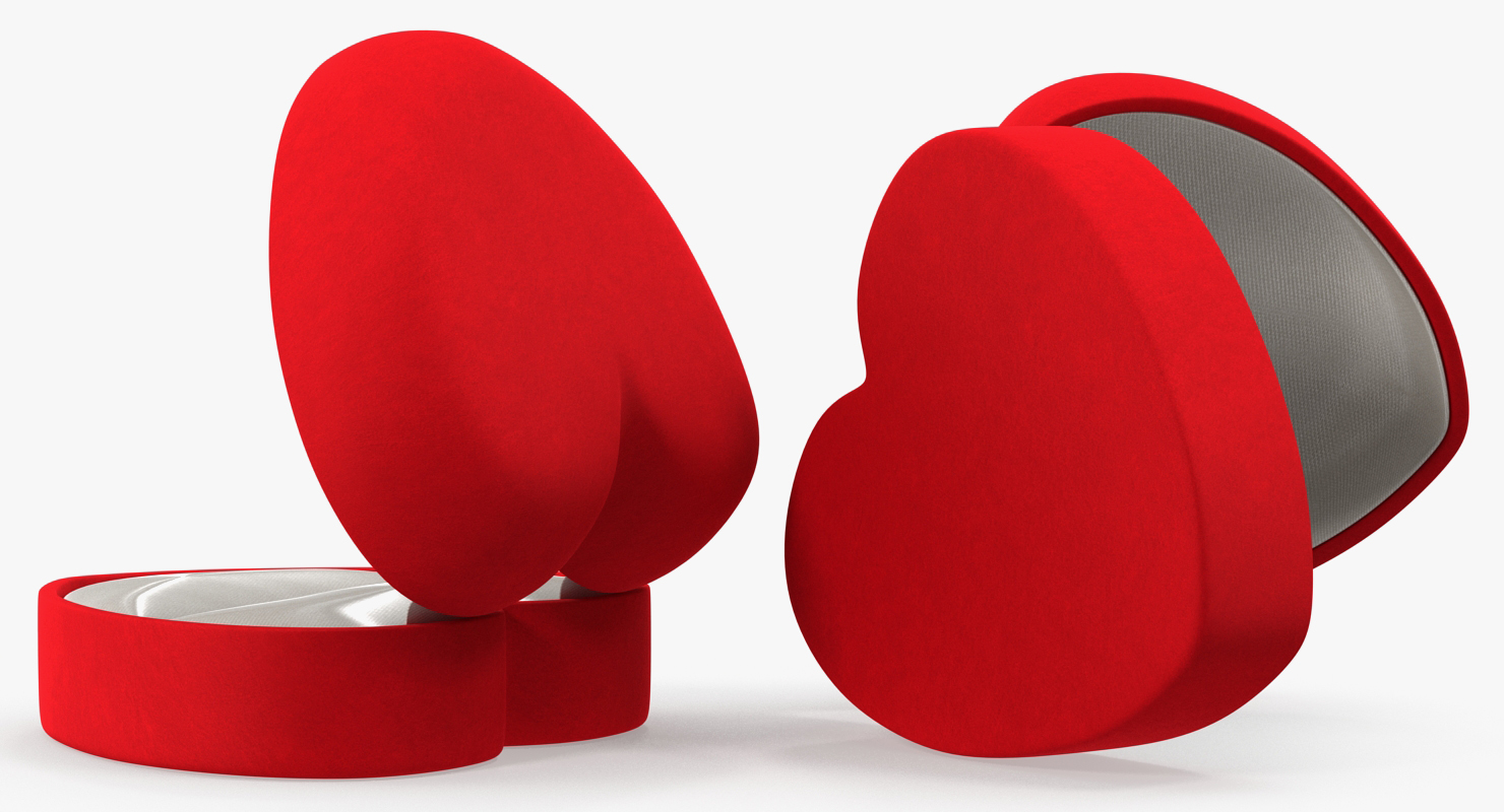 3D Red Velvet Heart Shaped Empty Gift Box model