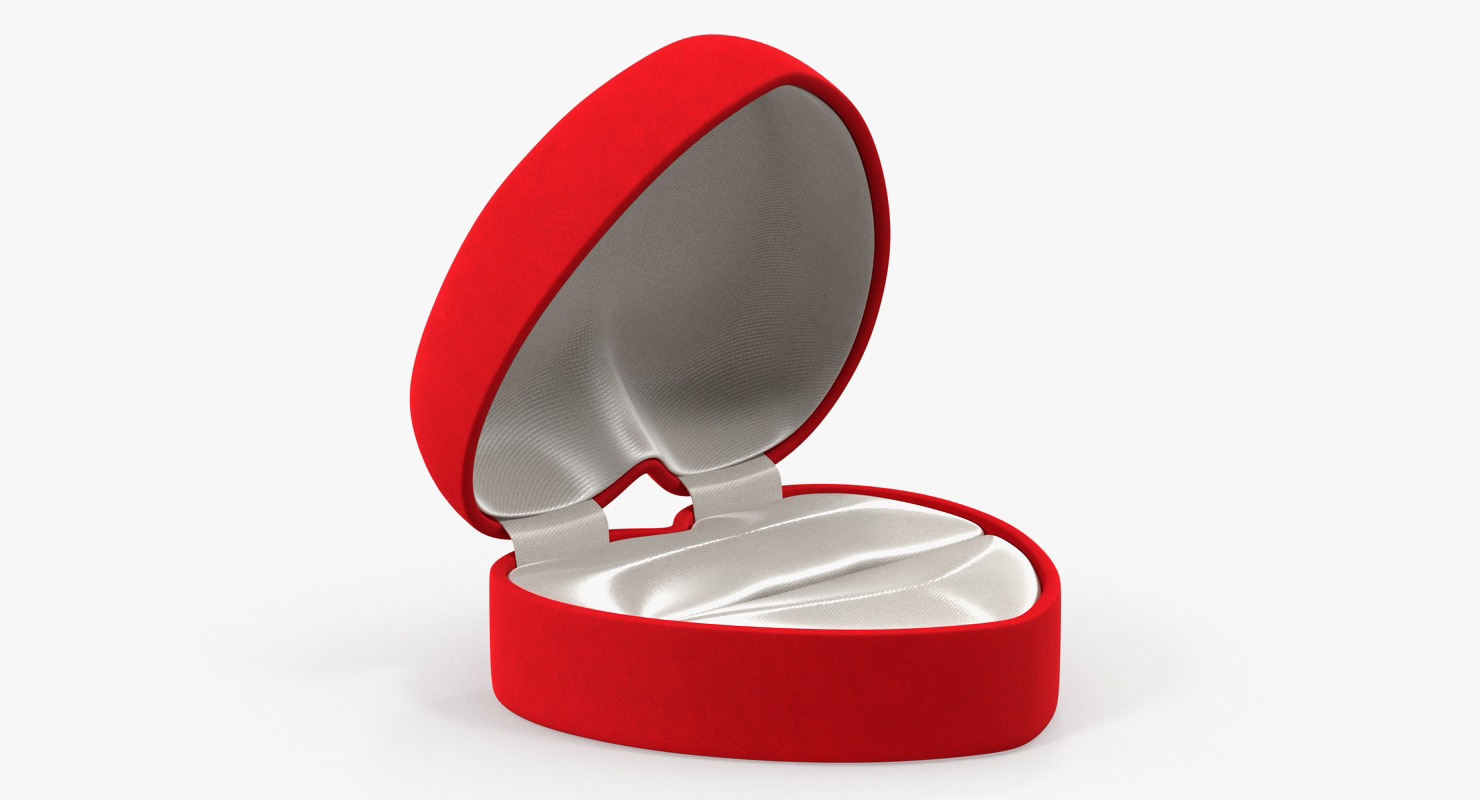 3D Red Velvet Heart Shaped Empty Gift Box model