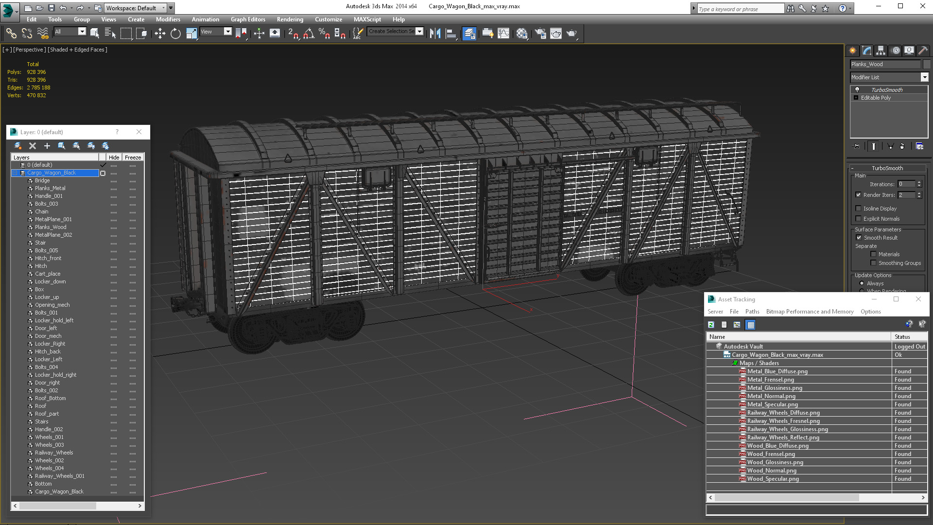 Cargo Wagon Black 3D