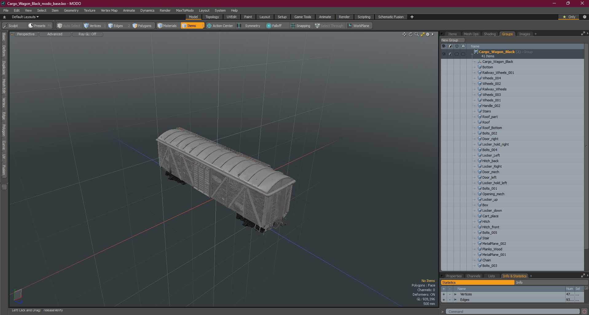 Cargo Wagon Black 3D