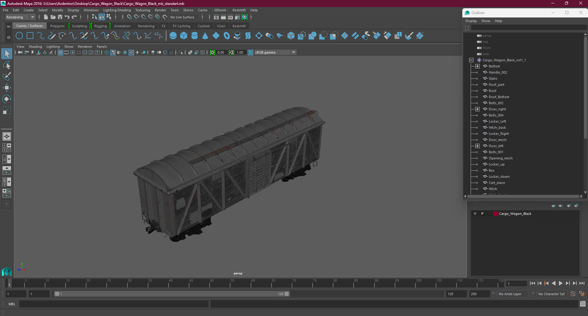 Cargo Wagon Black 3D