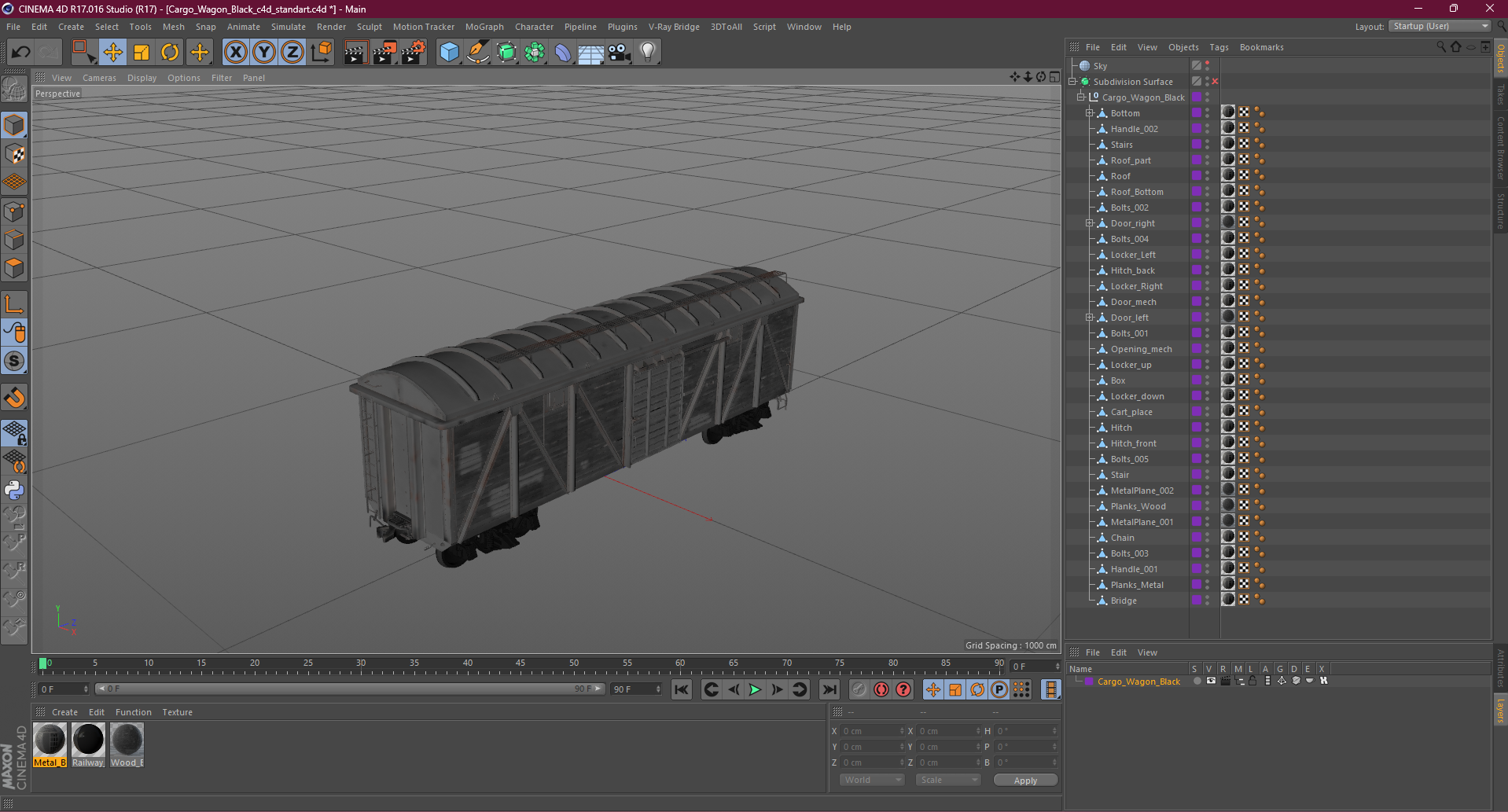 Cargo Wagon Black 3D
