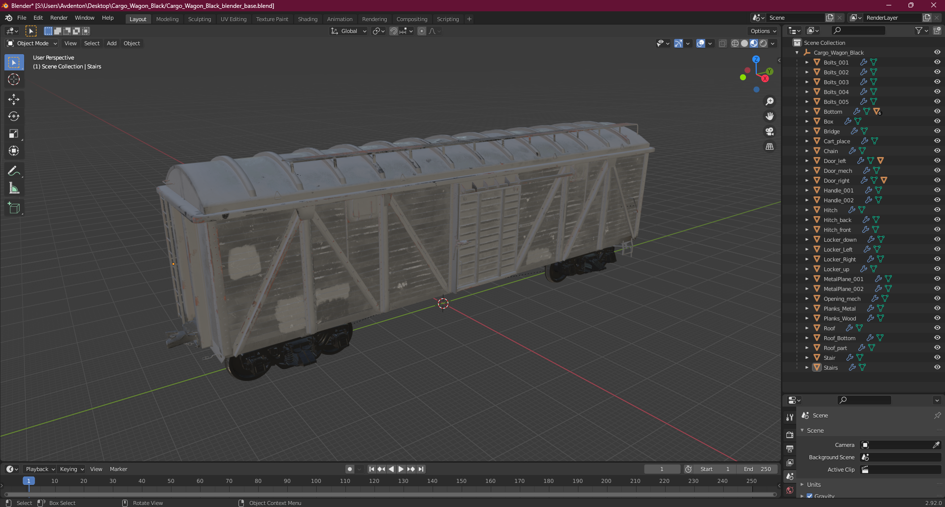 Cargo Wagon Black 3D