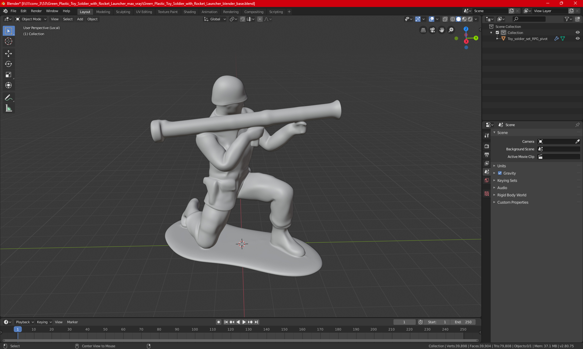 3D model Toy Soldier with Rocket Launcher Bazooka