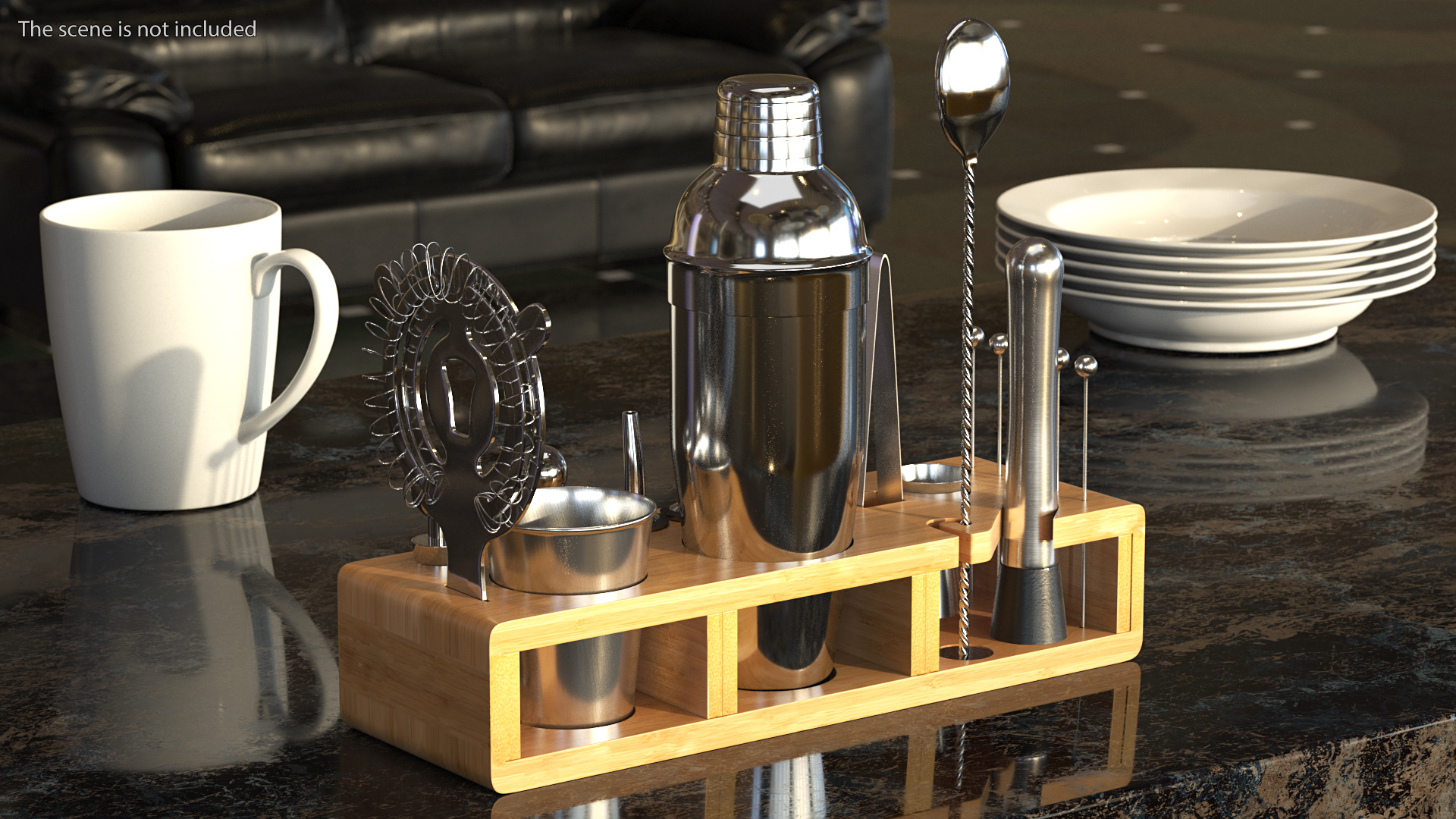 3D Complete Bartender Kit 21 Pieces Stainless Steel model