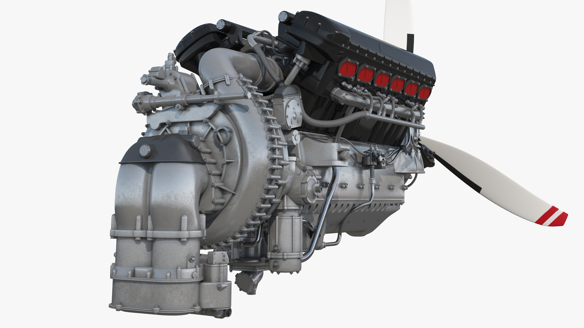 V12 Piston Aero Engine 3D