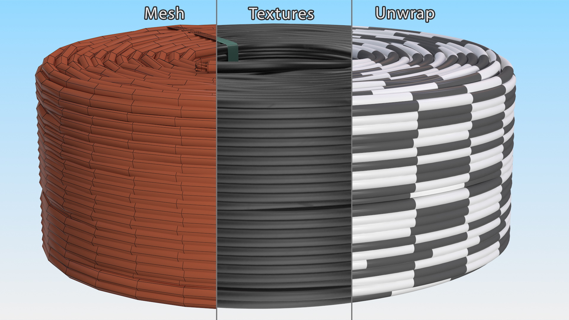 3D model Coil Cable Flexible Black