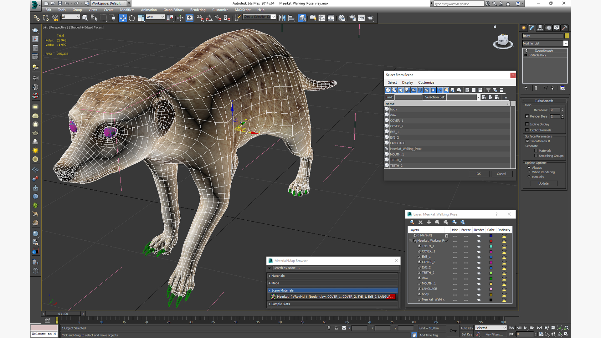 3D model Meerkat Walking Pose