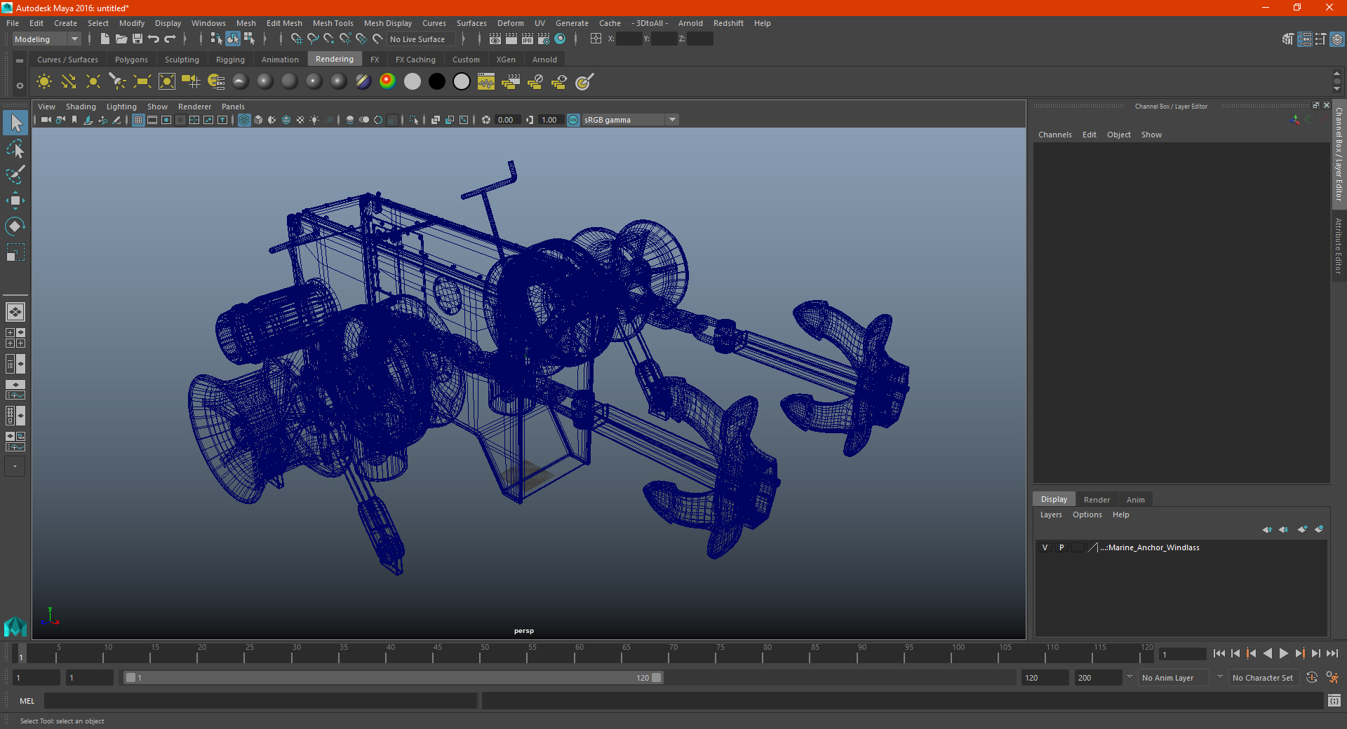 Marine Anchor Windlass 3D