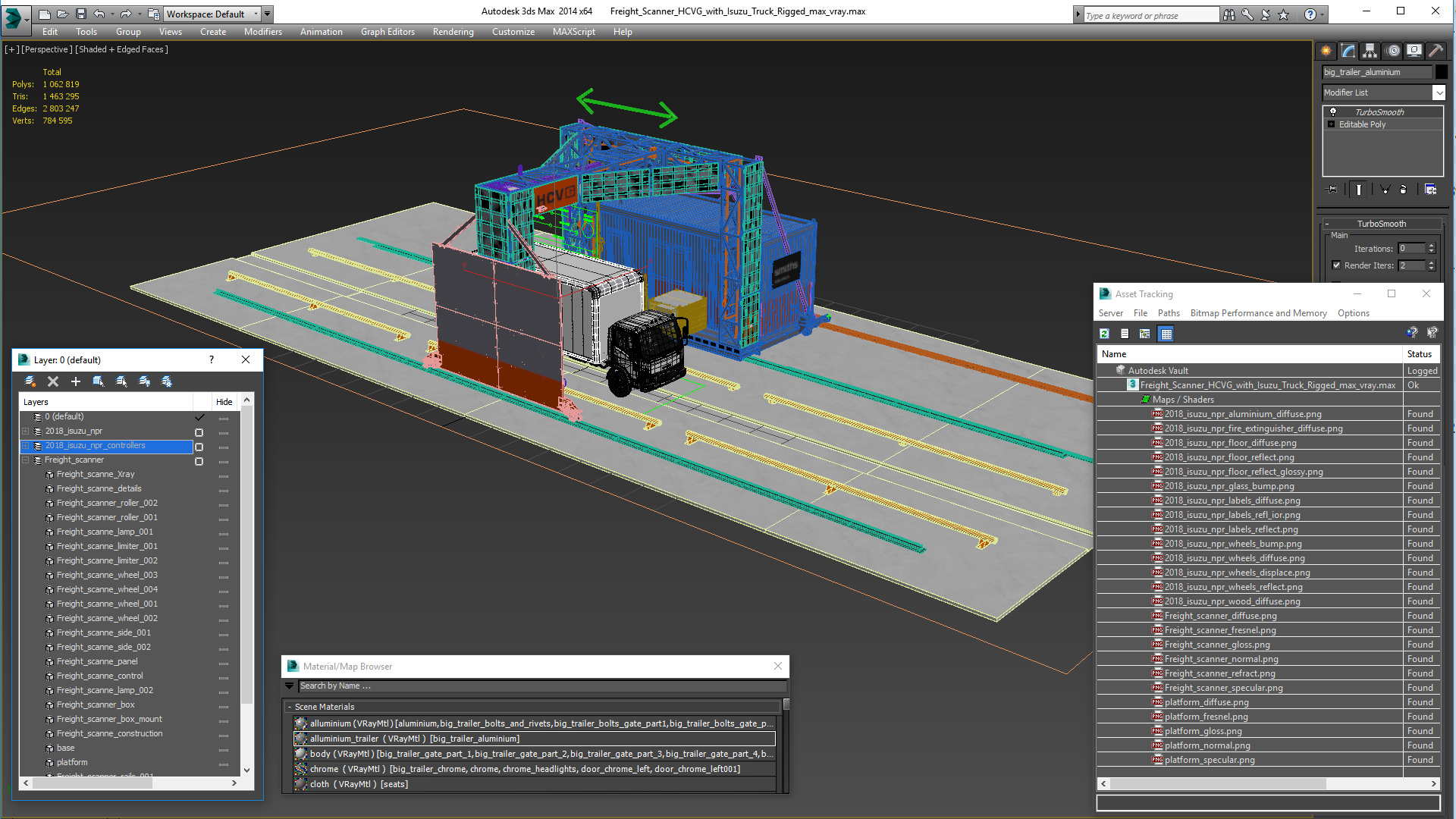 Freight Scanner HCVG with Isuzu Truck Rigged 3D model