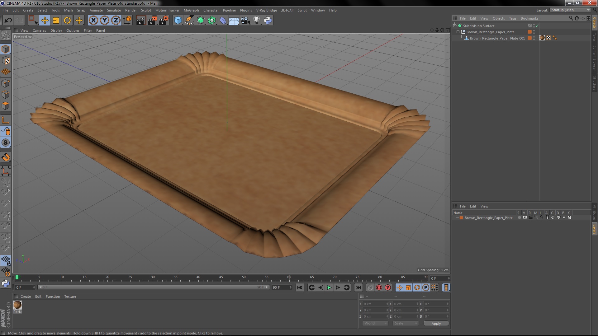 Brown Rectangle Paper Plate 3D