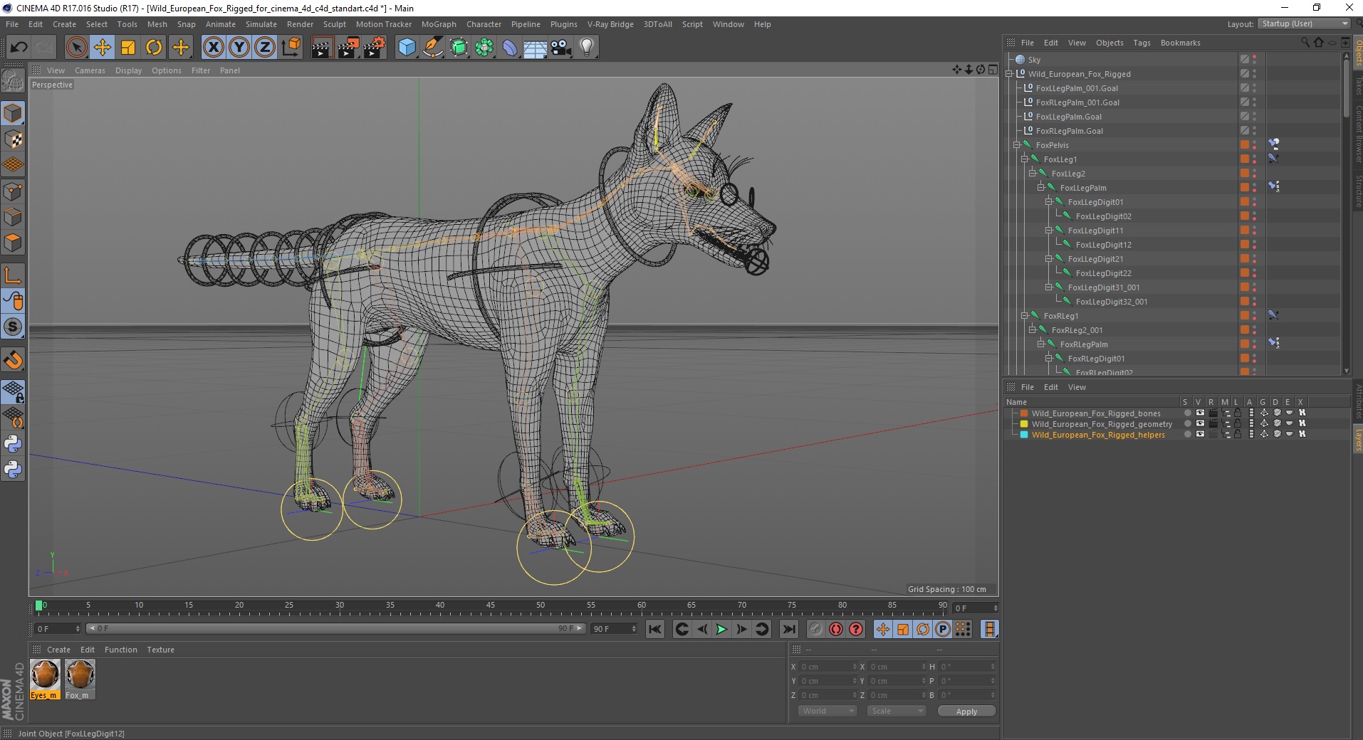 3D Wild European Fox Rigged for Cinema 4D model