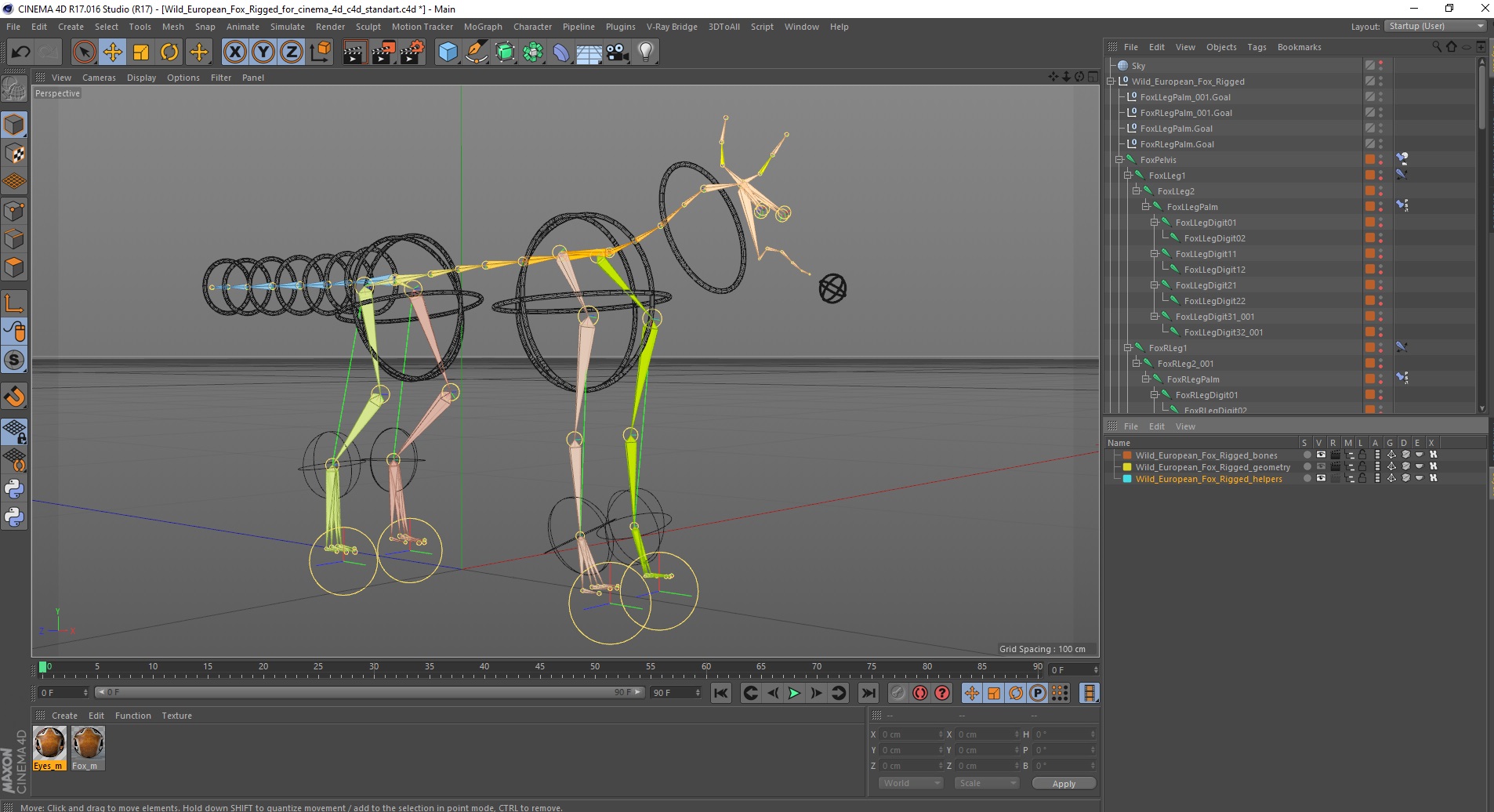 3D Wild European Fox Rigged for Cinema 4D model